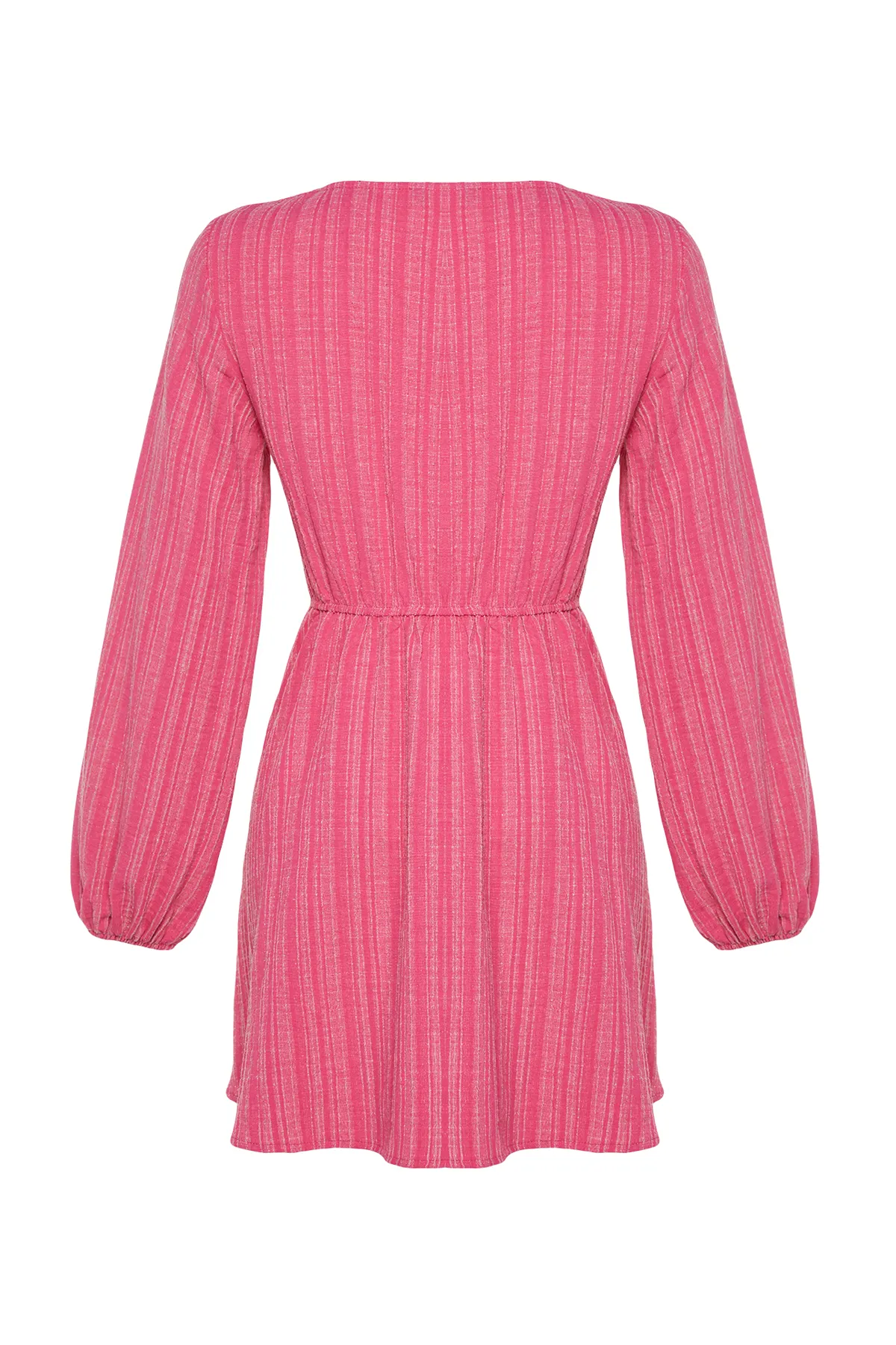 Trendyol Collection  Rosa Mini-Strandkleid aus gewebtem, gebundenem Leinengemisch TBESS23EL00103