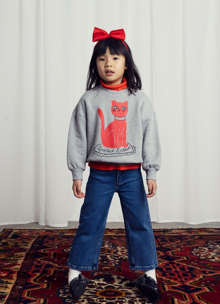 Tricou Mini Rodini din bumbac organic cu pisică