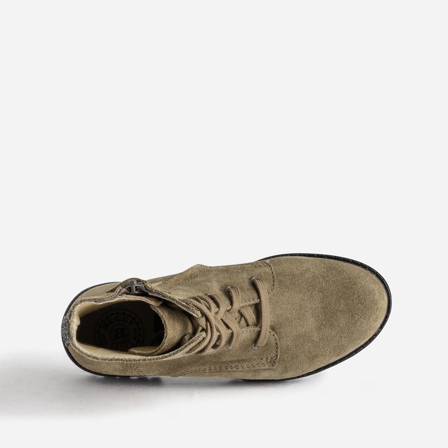 Bottine BUGGY éco-conçue kaki cuir velours