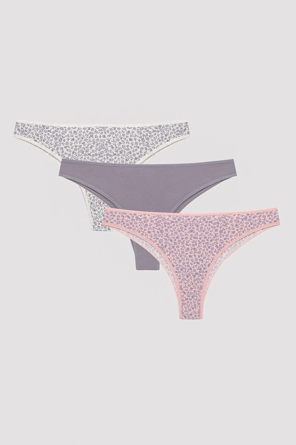 Penti  Soft Floral Shadow Mehrfarbiger 3-teiliger Brazilian Slip