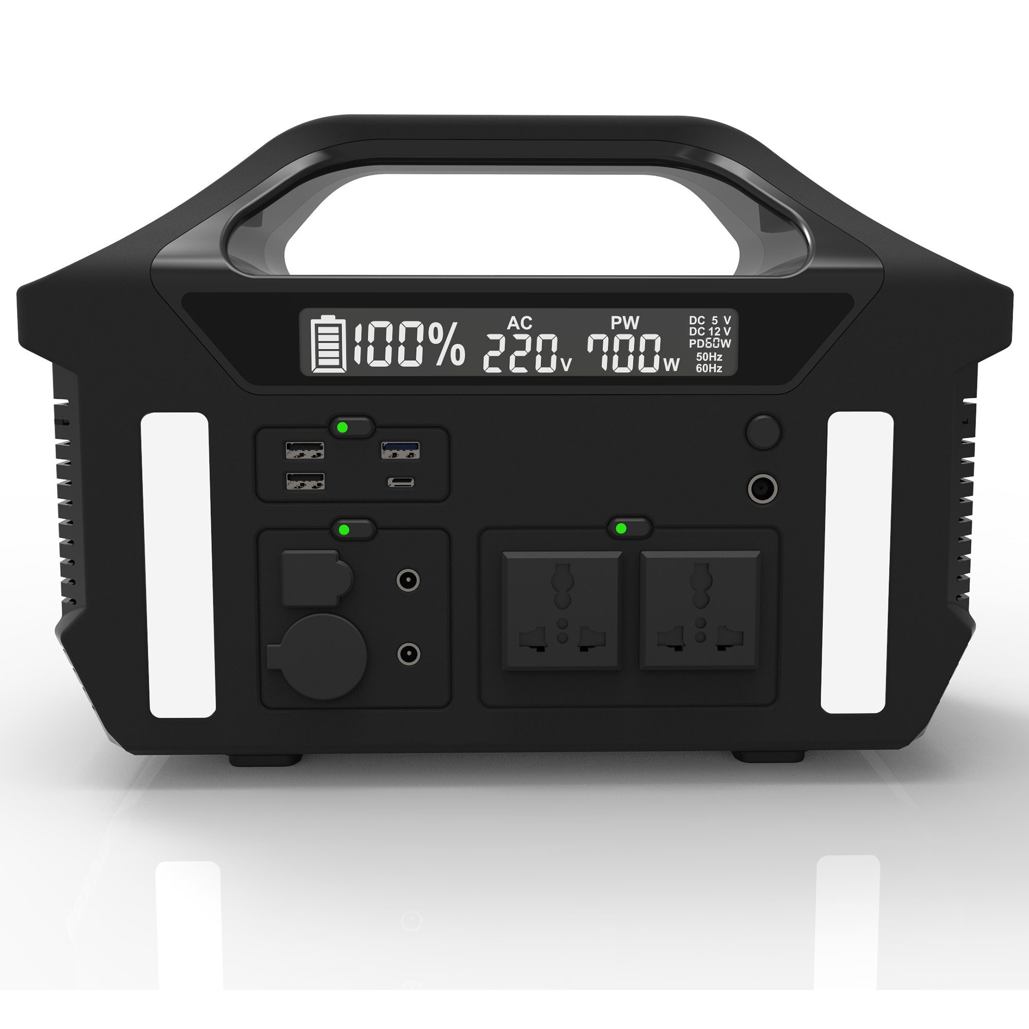 Mutoy Stromerzeuger Tragbare Powerstation 700W, Stromgenerator für Outdoor Notfall, (187200 mAh Stromgenerator mit Lithiumbatterie in Automobilqualität), Stromversorgung für Wohnmobil, Heimwerken und als Notstromaggregat