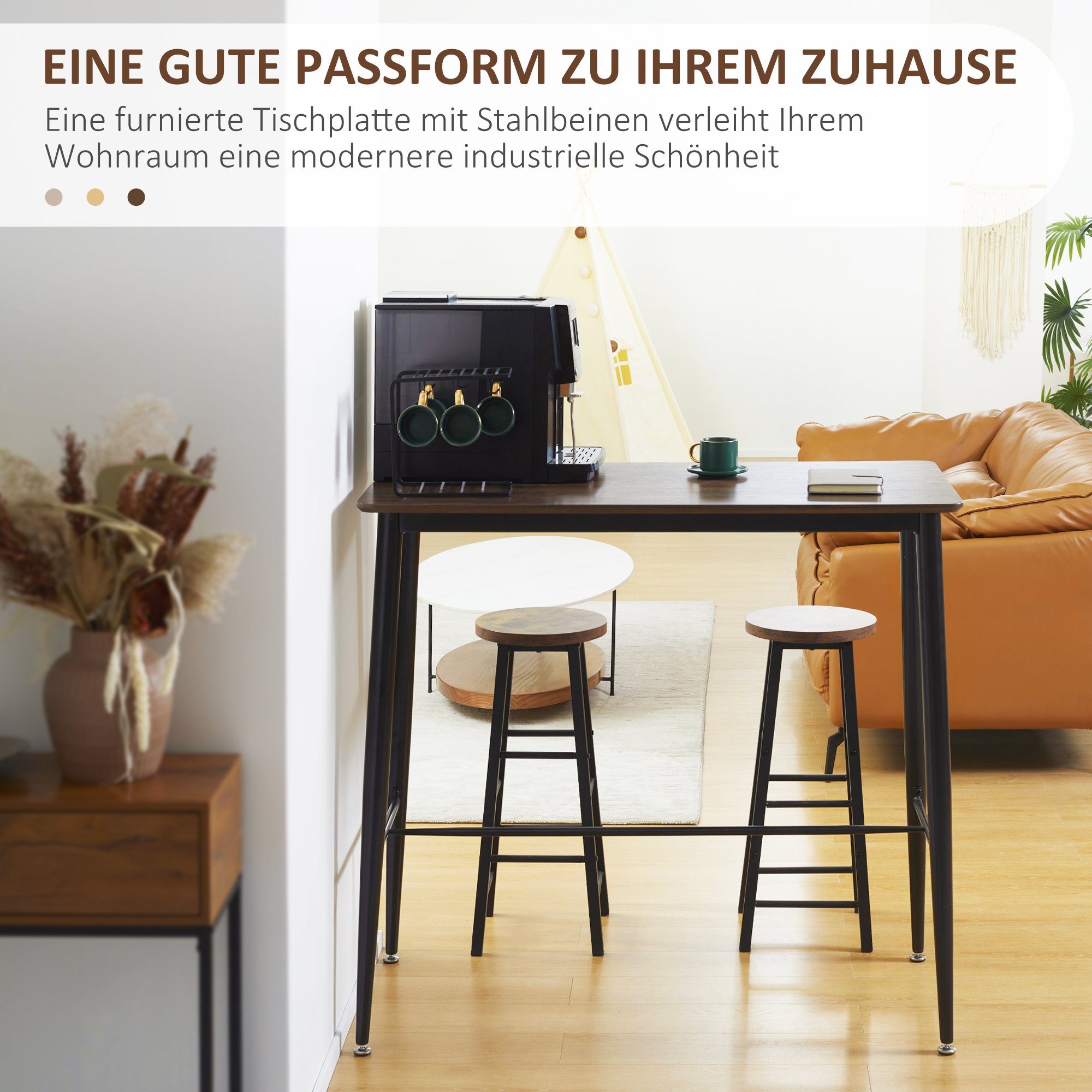 HOMCOM Bartisch Esszimmertisch (Stehtisch, 1-St., Küchentisch), BxLxH: 58 x 118 x 108 cm