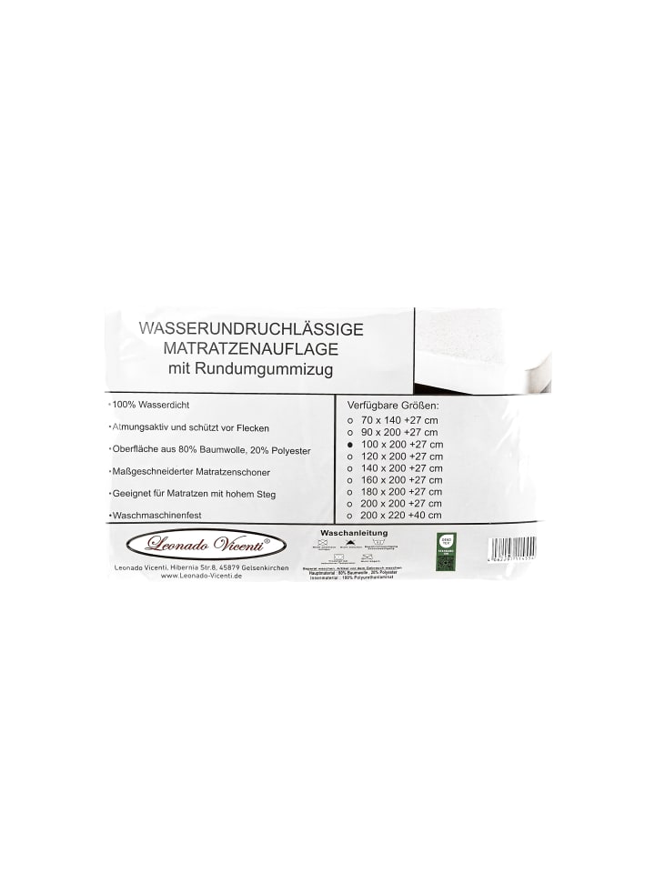 COFI 1453 Matratzenschoner 100x200cm mit   25 cm Rundumgummizug Matratzenauflage in Weiß günstig kaufen