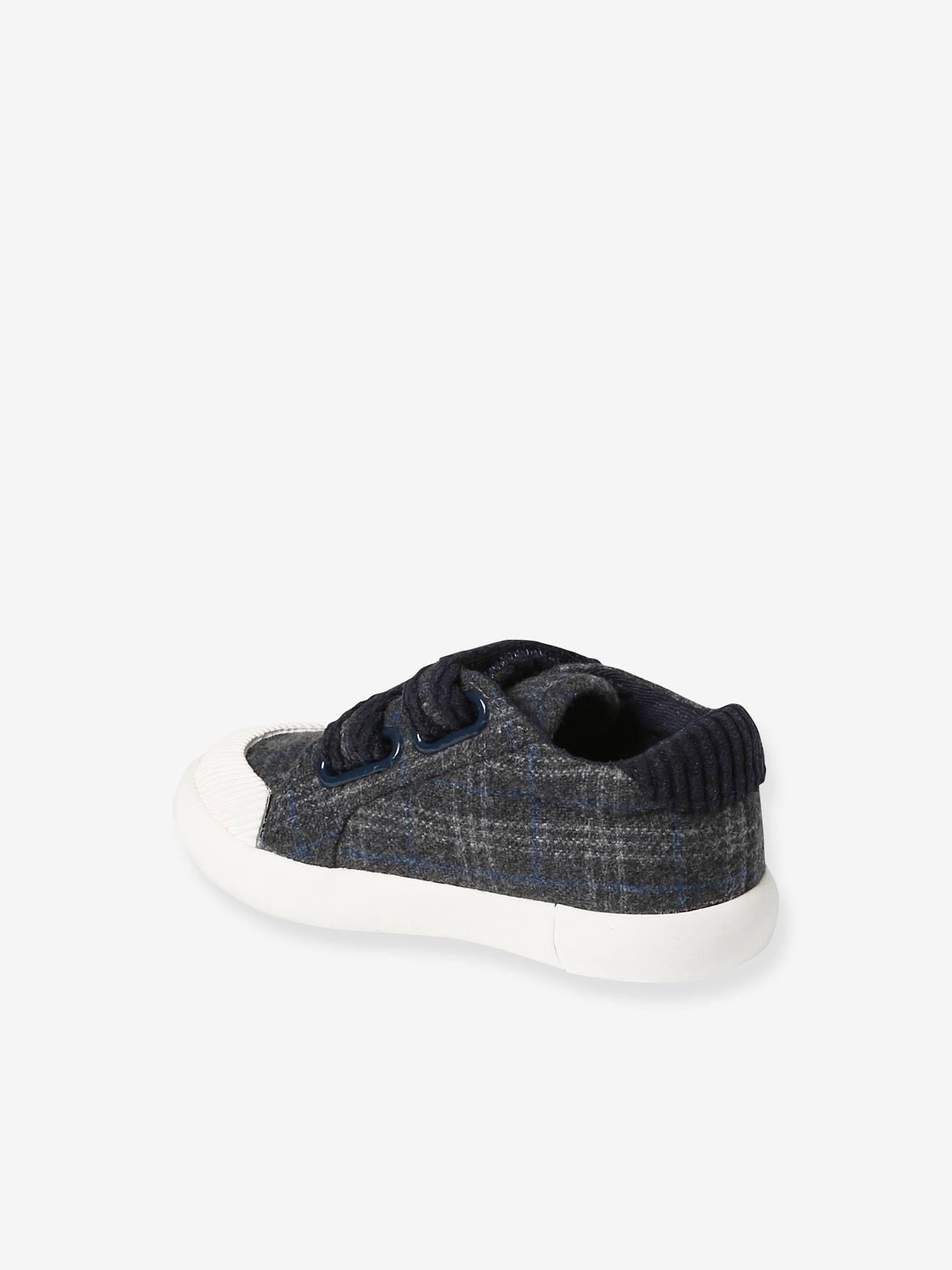 Vertbaudet Baby Stoff-Sneakers mit Klettverschluss - blau kariert