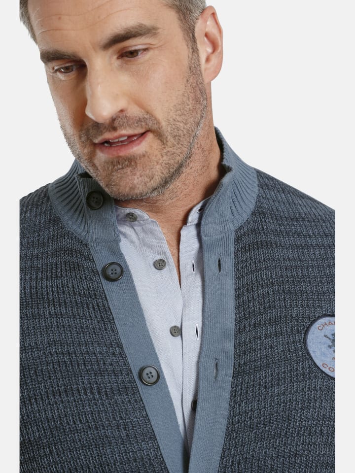 Charles Colby Strickjacke DUKE ODOI in blau gemustert günstig kaufen