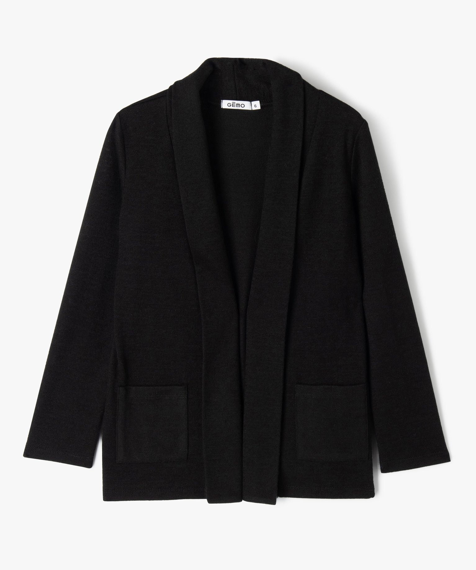 Gilet fluide porté ouvert fille noir | GEMO