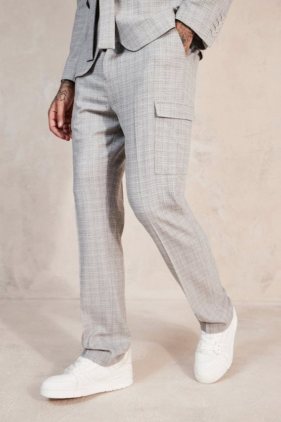 Anzughose mit geradem Bein und Cargo-Taschen