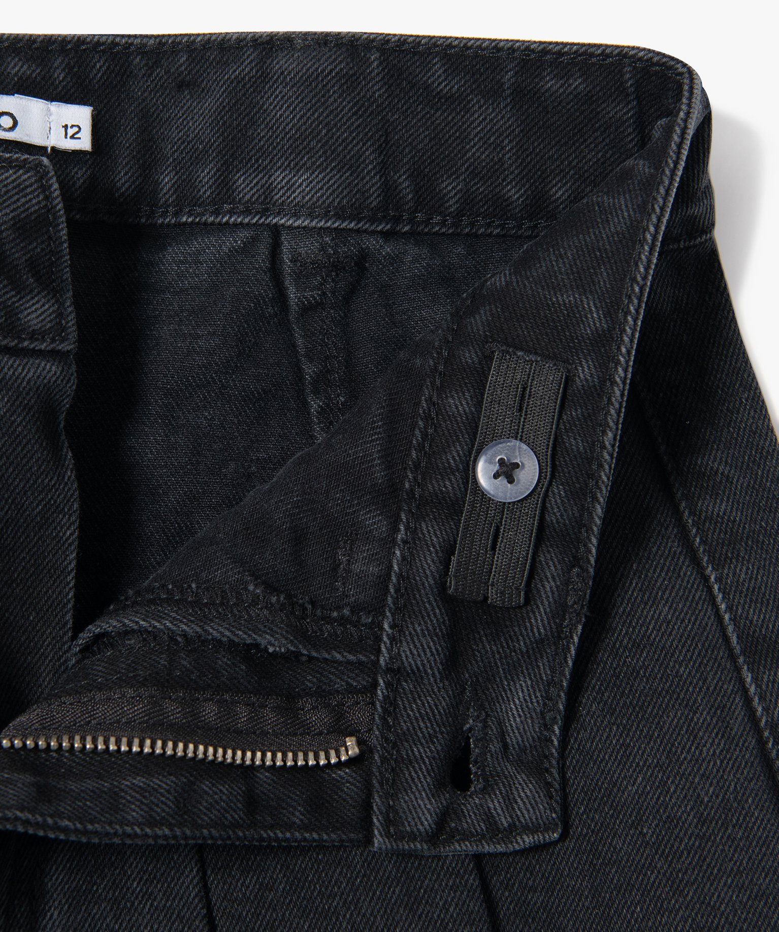 Jupe-short fille en denim avec plis sur l'avant noir | GEMO