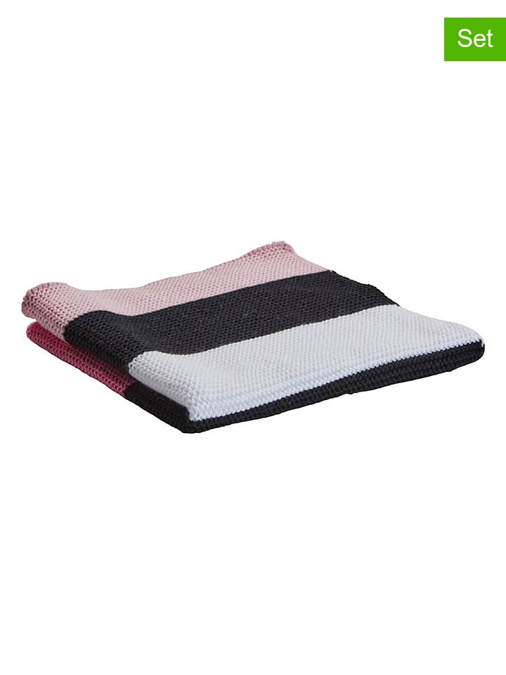 Miss Étoile 2er-Set: Putztücher in Pink/ Rosa/ Schwarz - (L)30 x (B)30 cm günstig kaufen onesize