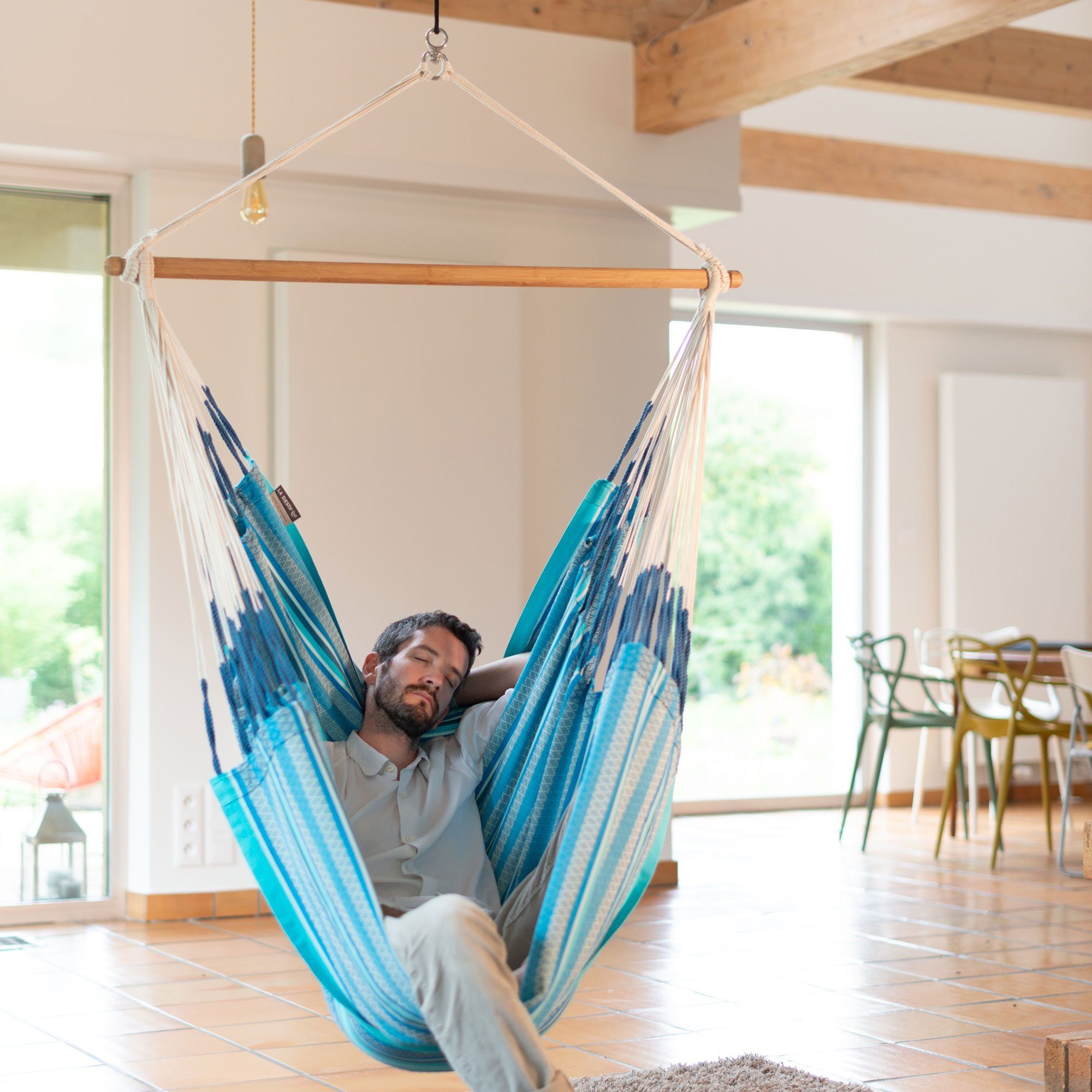 La Siesta Hängestuhl Hängestuhl Hängesessel Lounger HABANA Azure Bio Baumwolle La Siesta, Hochwertige Qualität