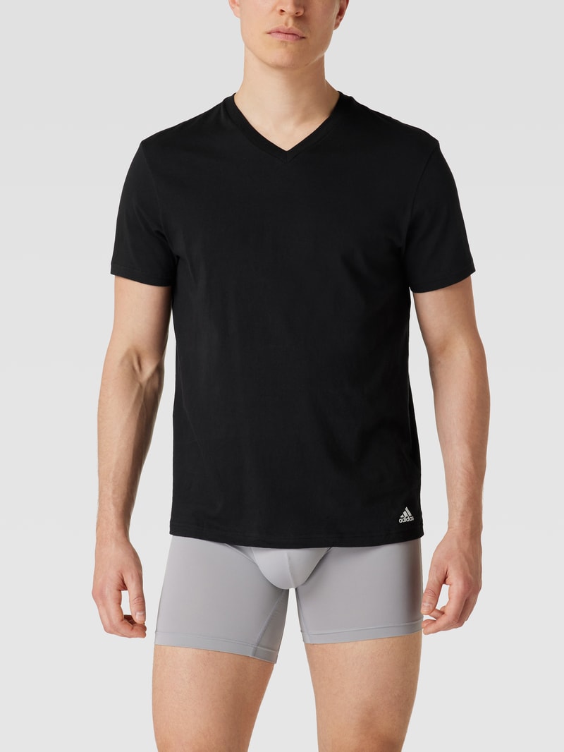 T-Shirt mit Label-Print im 3er-Pack in schwarz
