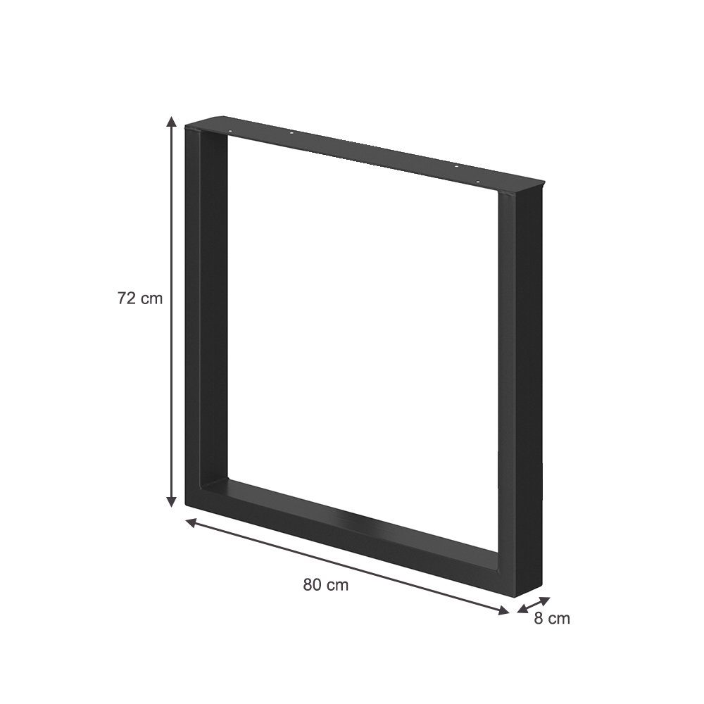 Vicco Tischbein Tischbeine Metallbeinde LOFT 72x80cm Schwarz 2-er Set