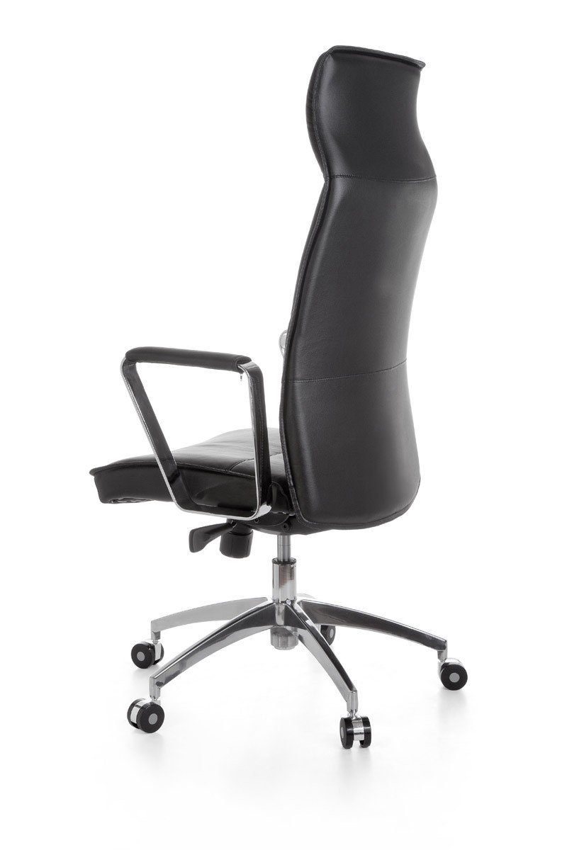 Amstyle Drehstuhl SPM1.137 (Echtleder Schwarz, Bürostuhl XXL 120 kg Modern), Schreibtischstuhl Drehbar, Chefsessel mit Armlehne