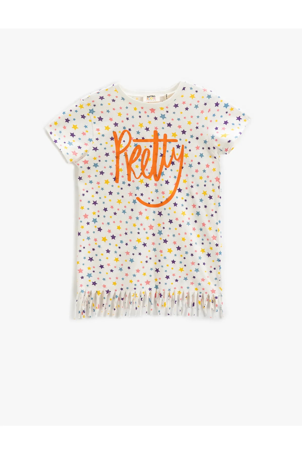 Koton  Kurzärmliges T-Shirt mit Sternmuster und Quasten und Rundhalsausschnitt