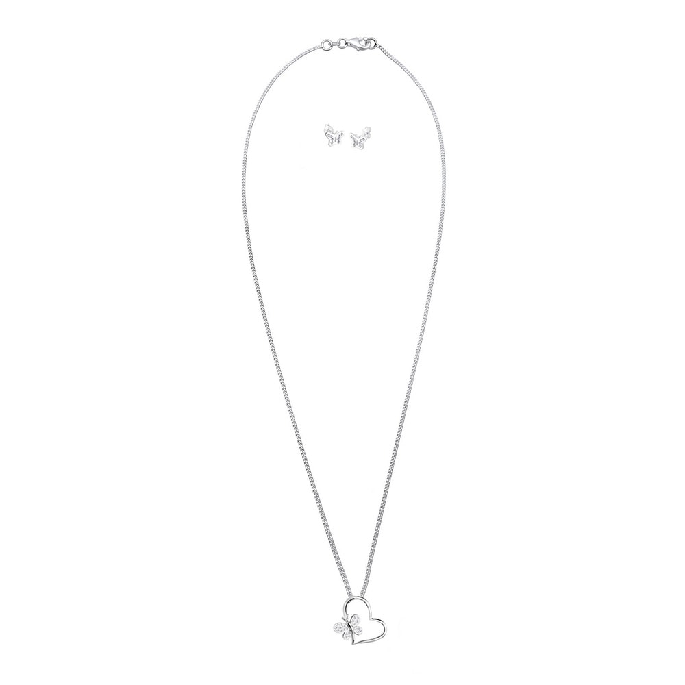 Elli Elli Ensemble de Bijoux Schmetterling Herz Kristalle Silber Bijoux