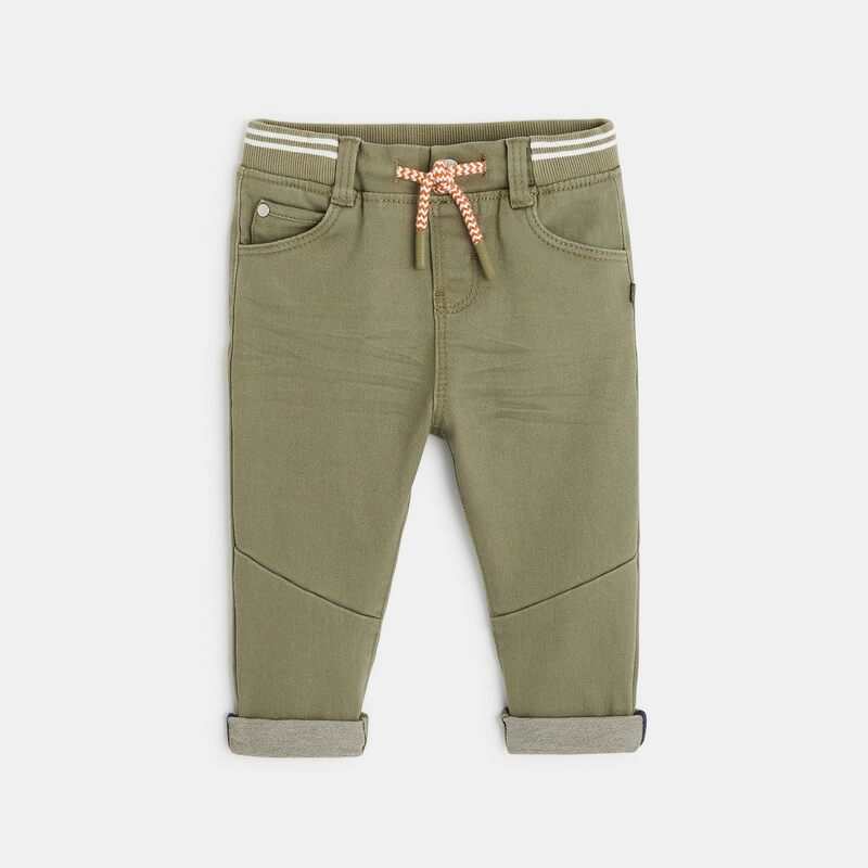 Jean knit-denim taille élastiquée vert bébé garçon