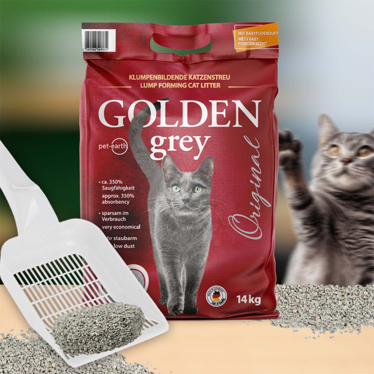 Golden Grey Katzenstreu mit Babypuderduft kaufen