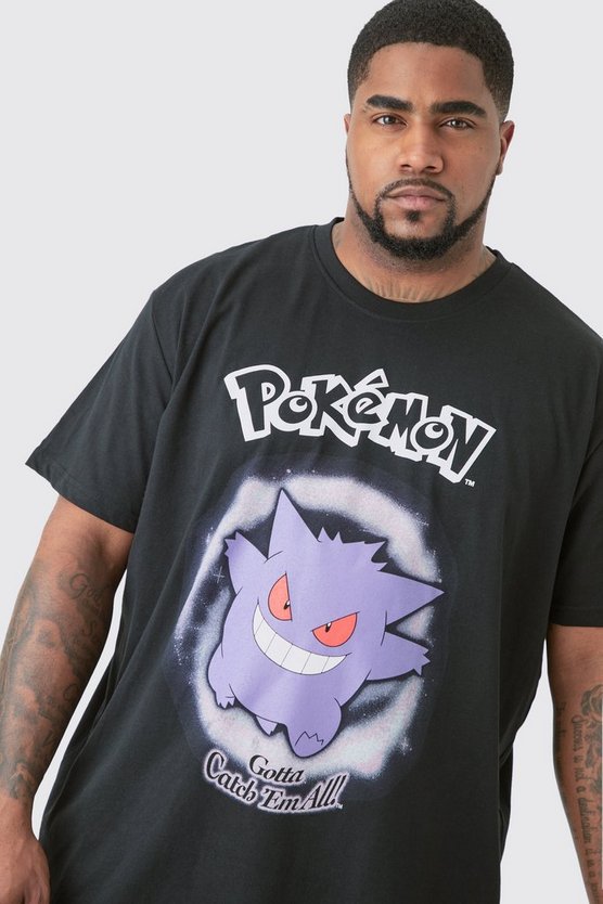 Plus schwarzes T-Shirt mit lizenziertem Pokemon Gengar Print