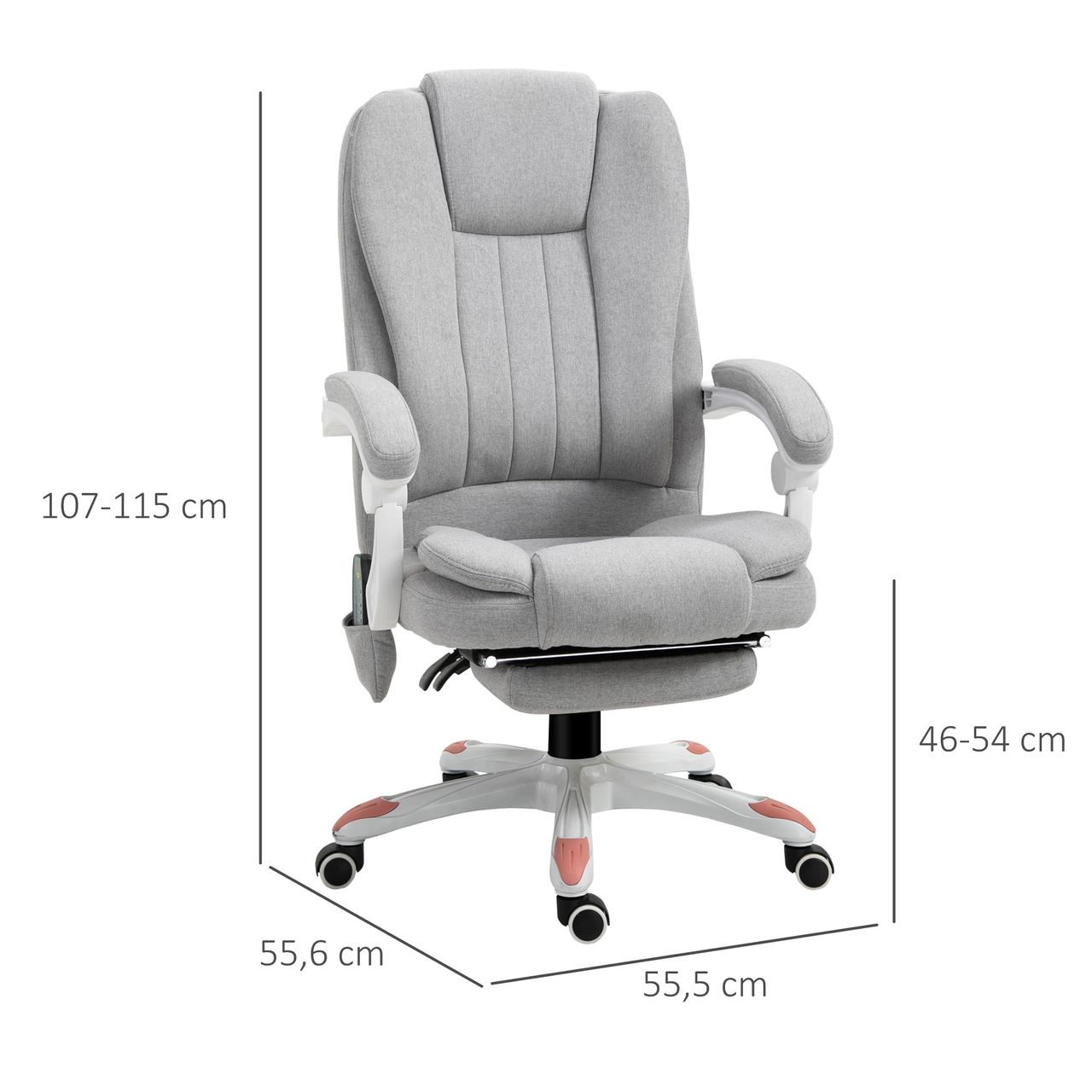 Vinsetto Massage Sessel Bürostuhl Gaming Stuhl Polyester Schaumstoff Nylon Grau