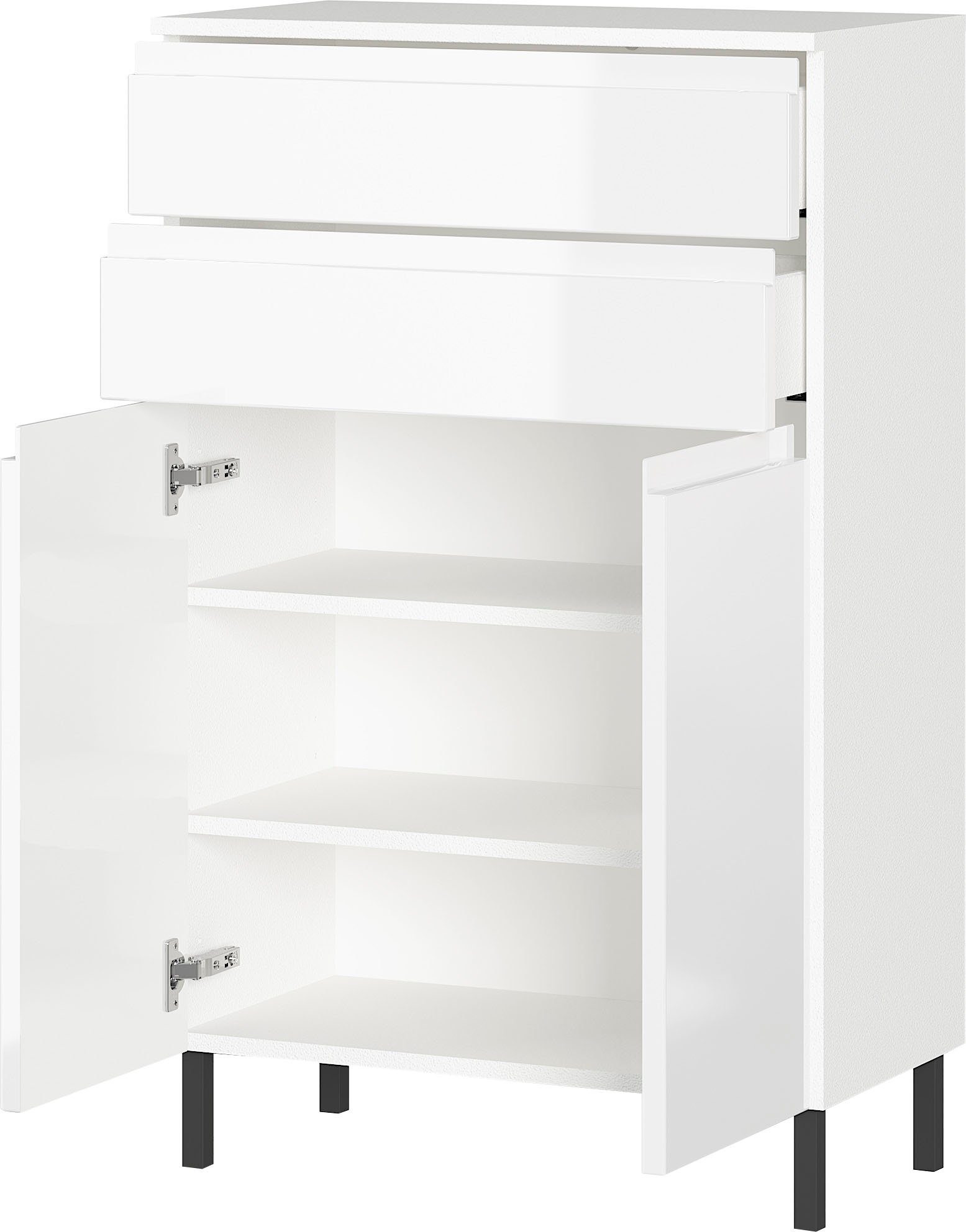 GERMANIA Badkommode Scantic, Breite 60 cm, Badezimmerschrank, 2 Türen, 2 Schubkästen, Türdämpfer