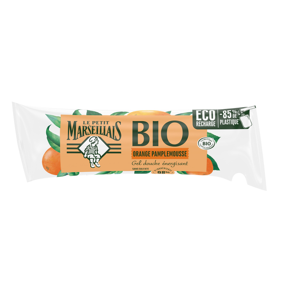 le petit marseillais Berlingot  Gel Douche Bio Energisant, au PH Neutre, Orange Pamplemousse, 250 ml Gel douche