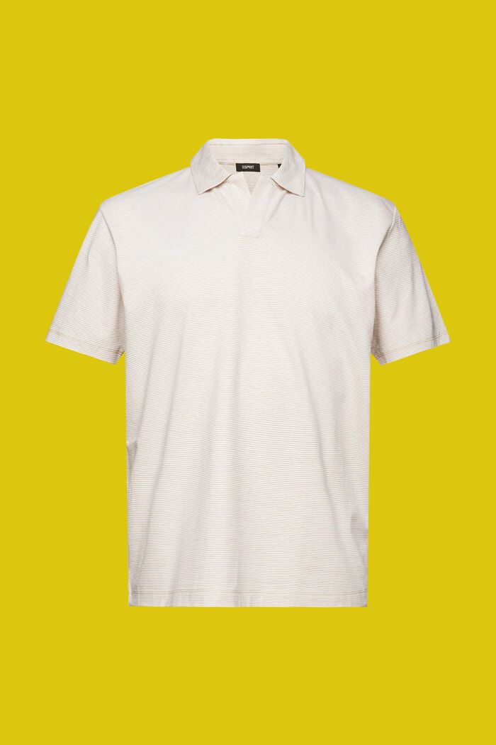 Gestreiftes Jersey Poloshirt, Baumwolle-Leinen-Mix