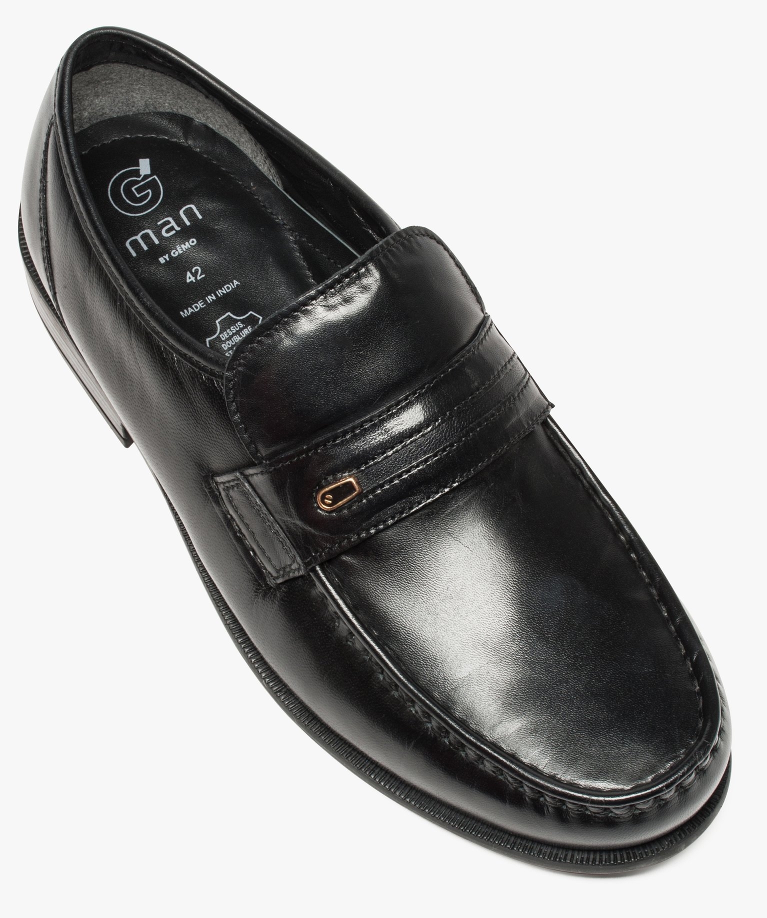 Mocassins homme unis dessus et intérieur cuir noir | GEMO
