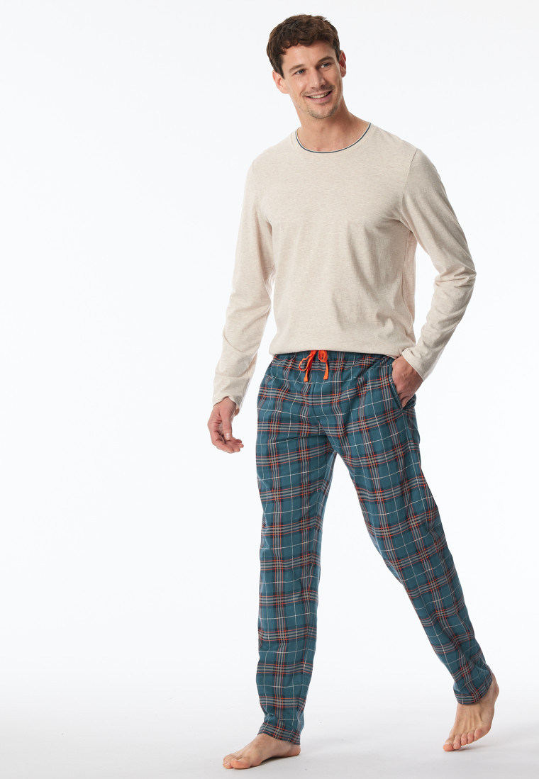 Loungehose lang Organic Cotton Blätterprint mehrfarbig - Mix+Relax
