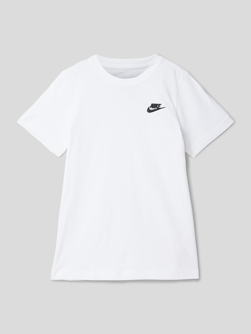T-Shirt mit Logo-Stitching in weiß