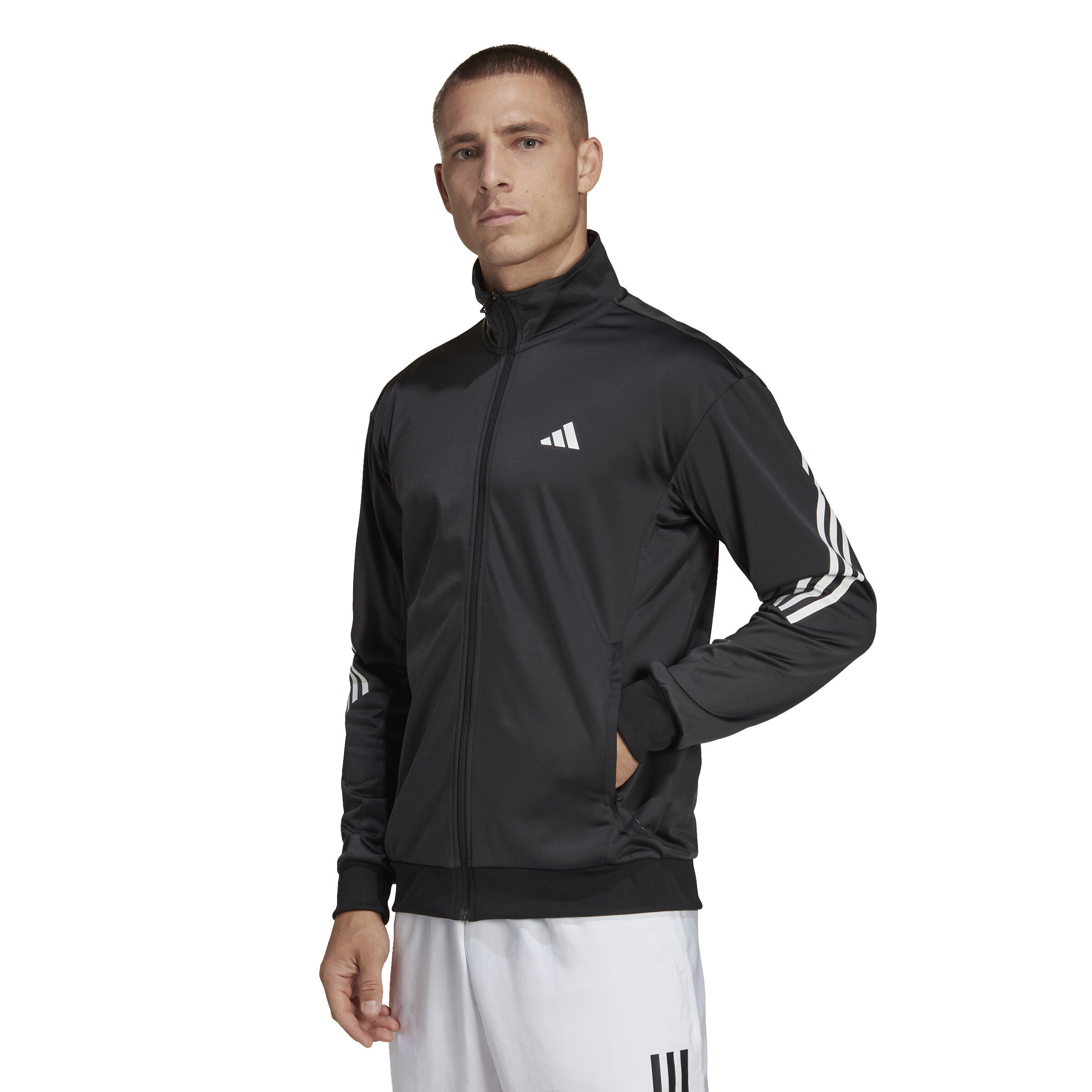 3-Stripes Knit Trainingsjacke Herren - Schwarz, Weiß