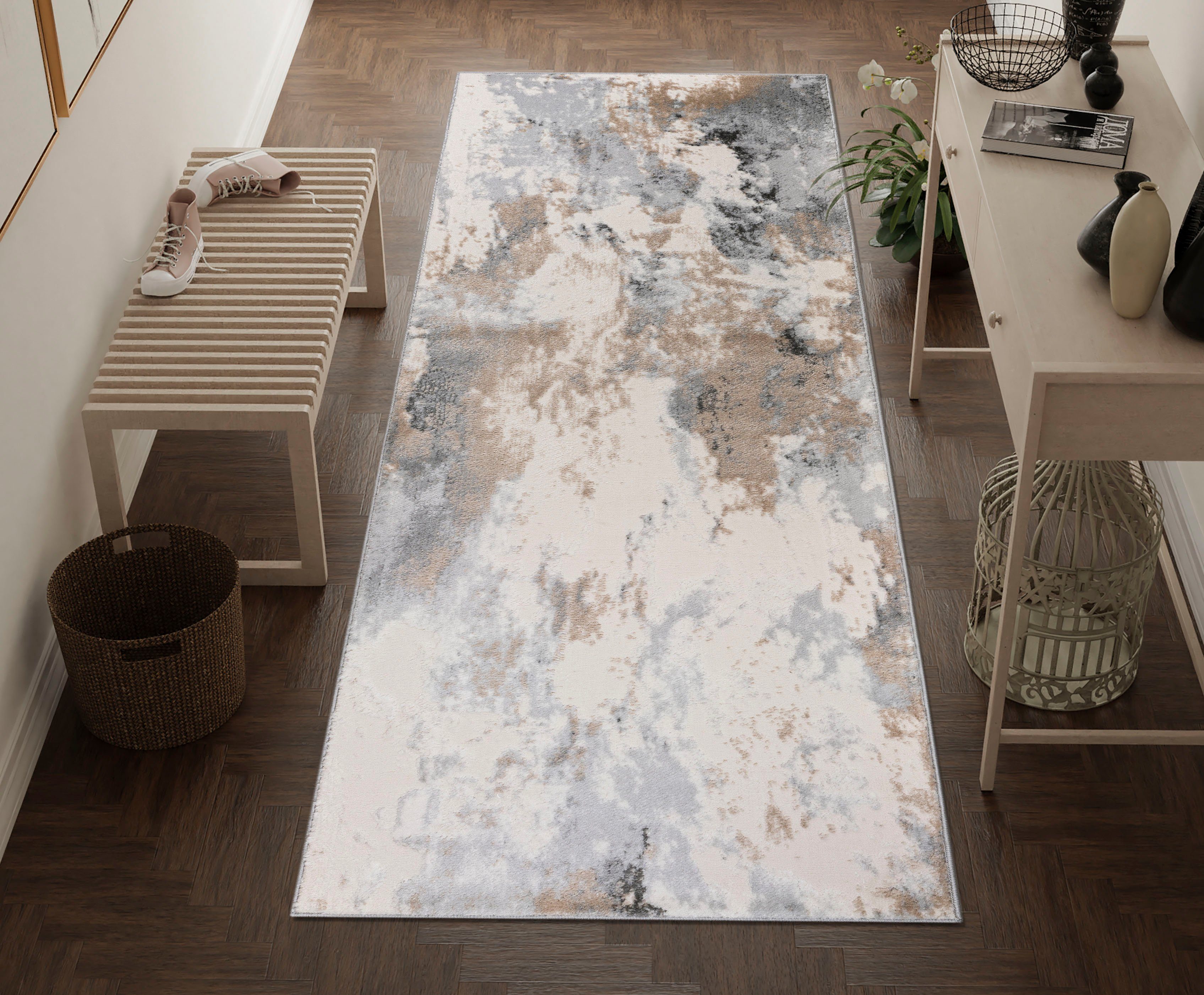 Läufer Hamar, Home affaire, rechteckig, Höhe: 8 mm, weiche Haptik, Marmor-Optik