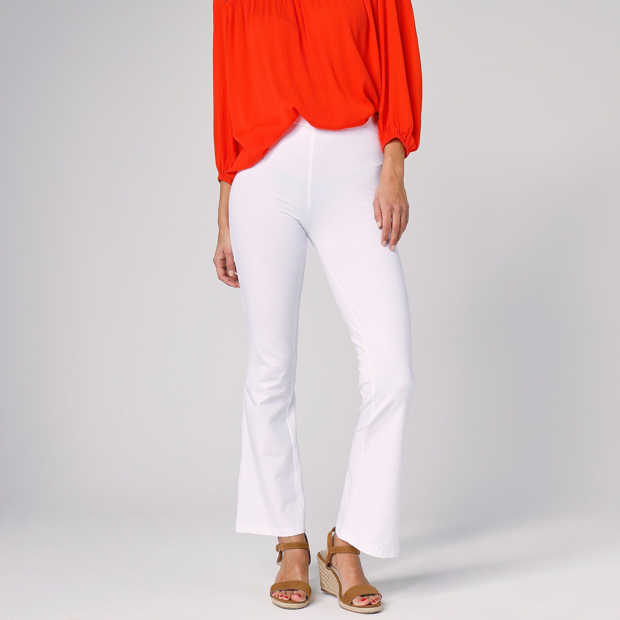 Legging bootcut uni, taille élastiquée