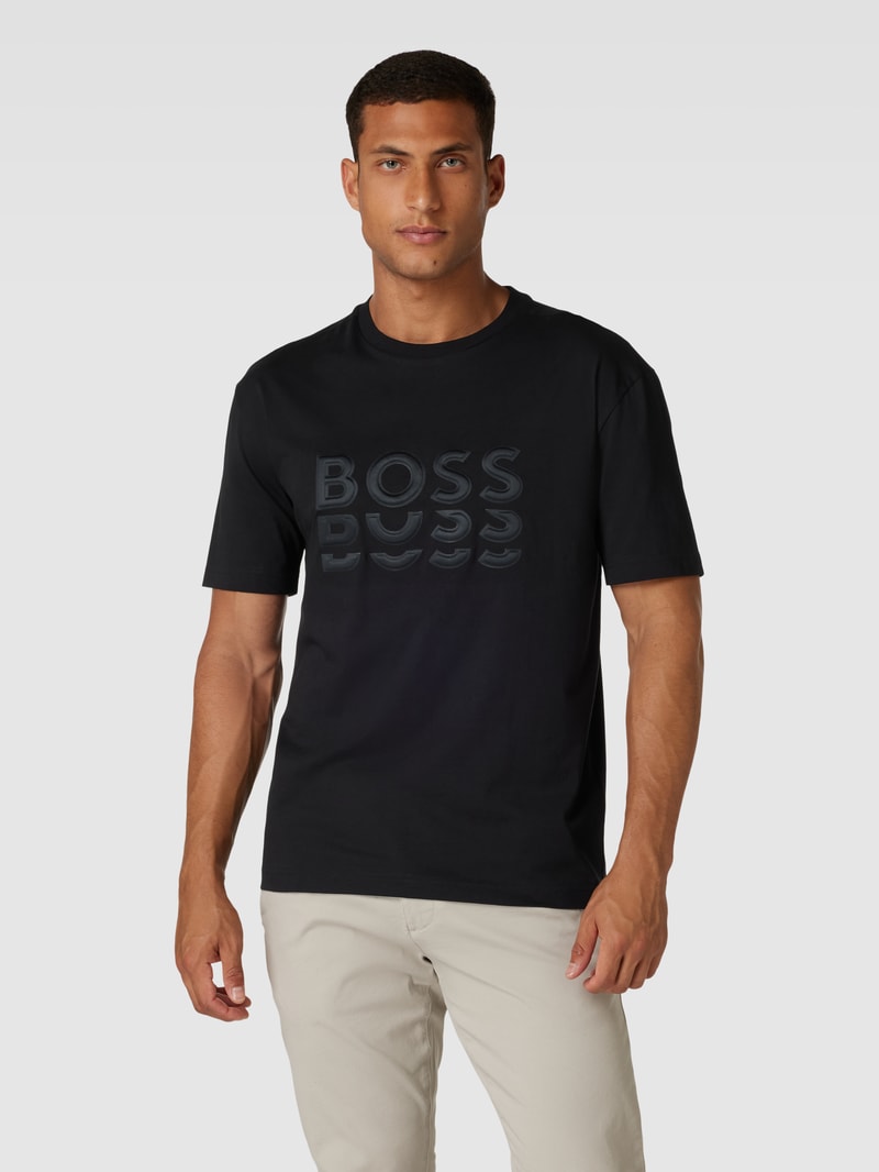 T-Shirt mit Label-Details in schwarz