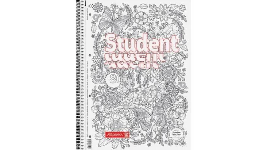 BRUNNEN Collegeblock Student ZENart Floral A4 80 Blatt Lineatur 28