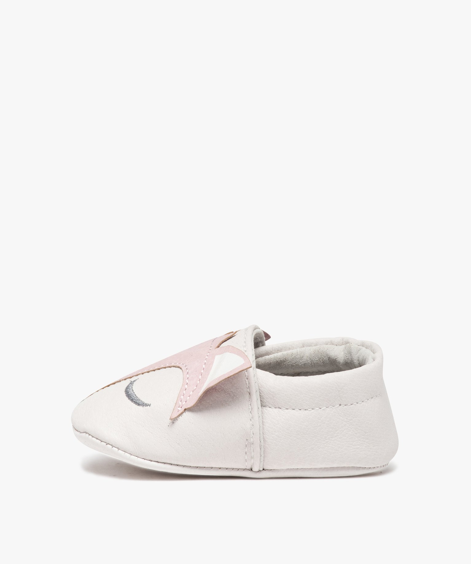 Chaussons de naissance bébé en cuir motifs animaux rose | GEMO