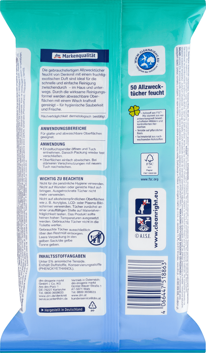 feuchte Allzwecktücher Coconut Kiss, 50 St