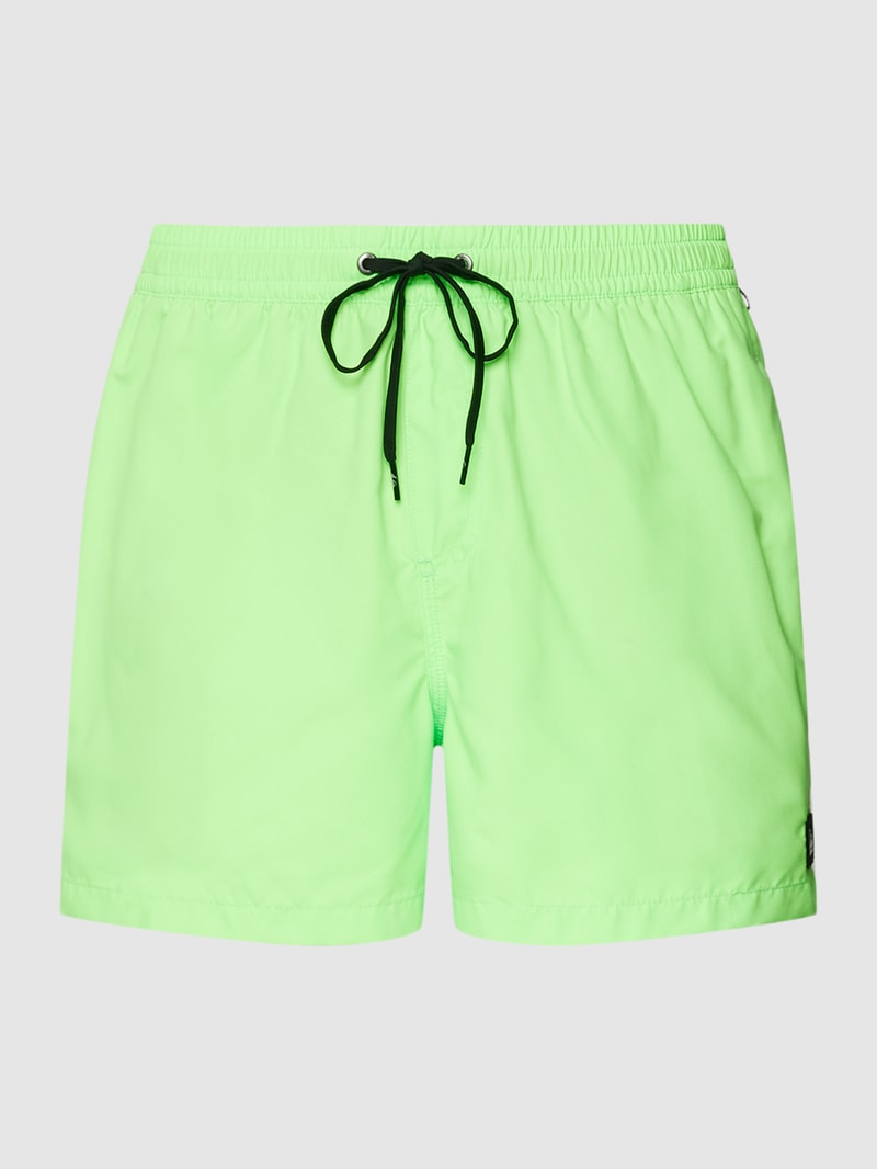 Badehose mit Label-Detail in neon grün