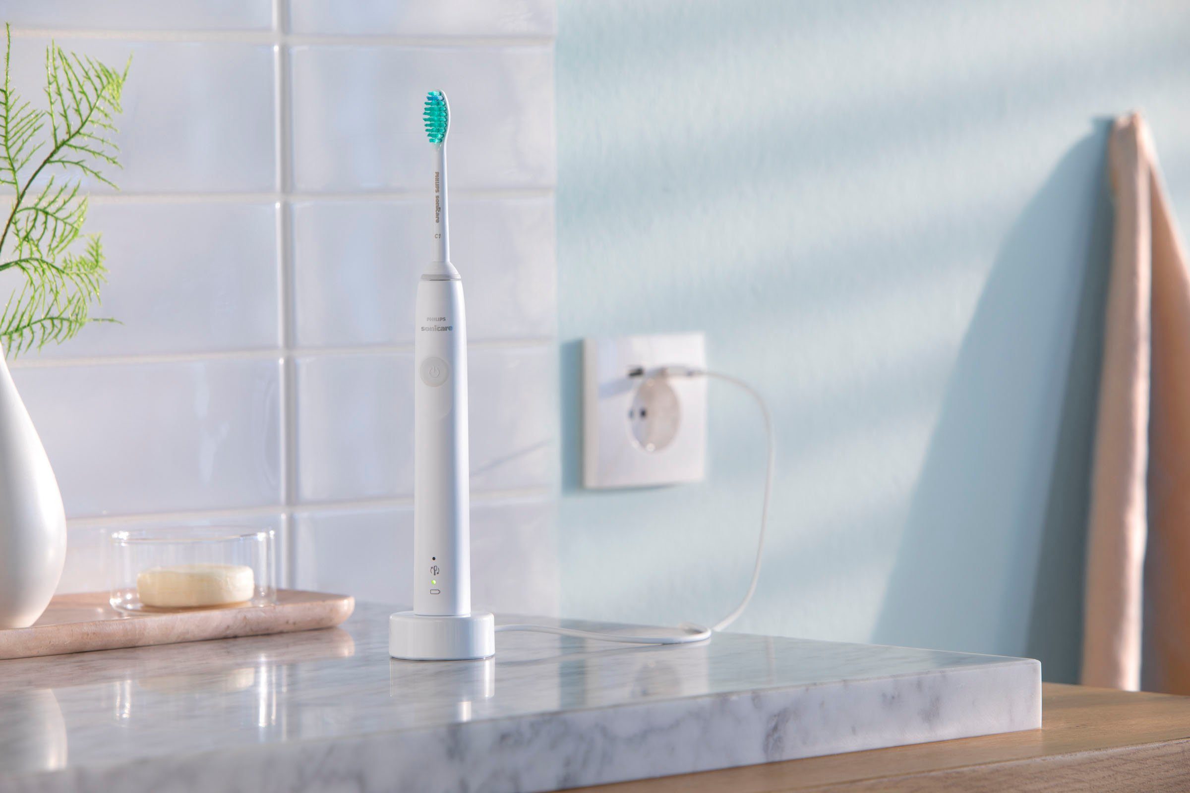 Philips Sonicare Elektrische Zahnbürste HX3675/13, Aufsteckbürsten: 2 St., mit Schalltechnologie, 4-Quadranten-Timer und 2-Minuten-Timer