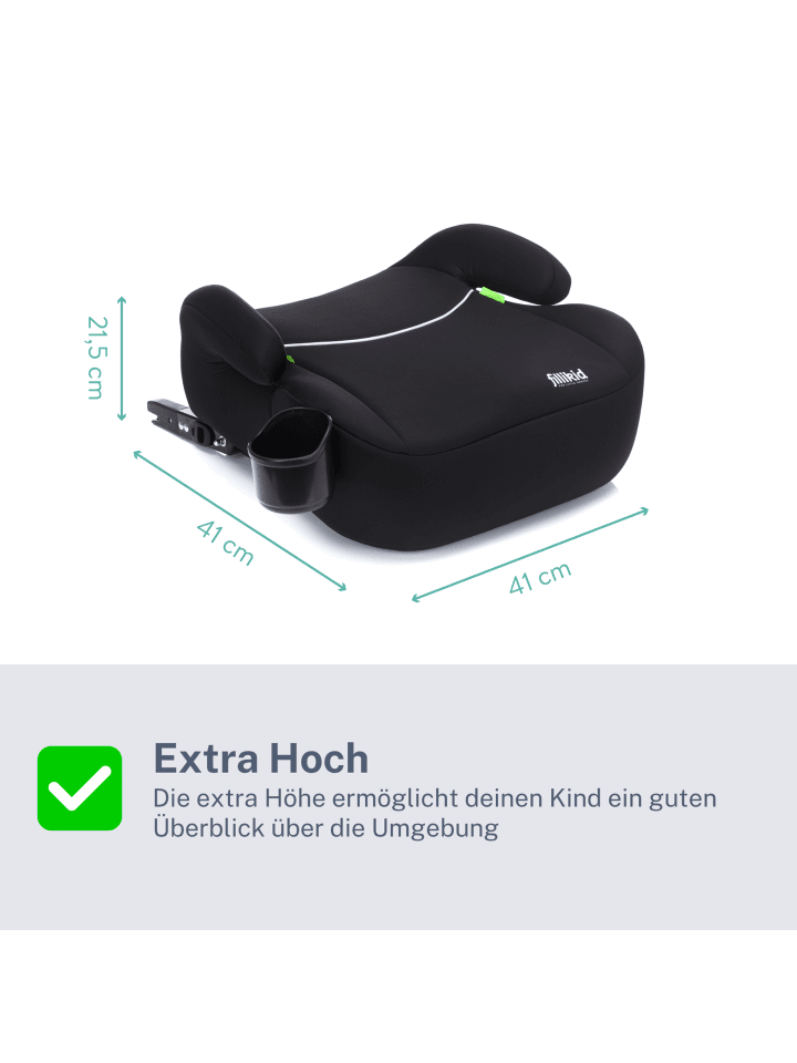 fillikid Sitzerhöhung Auto Isofix i-size Exklusiv in Schwarz günstig kaufen 42 x 42 cm