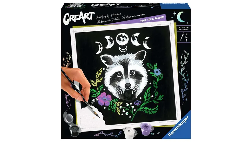 Ravensburger Beschäftigung - CreArt - Malen nach Zahlen – Pixie Cold: Racoon – ab 12 Jahren