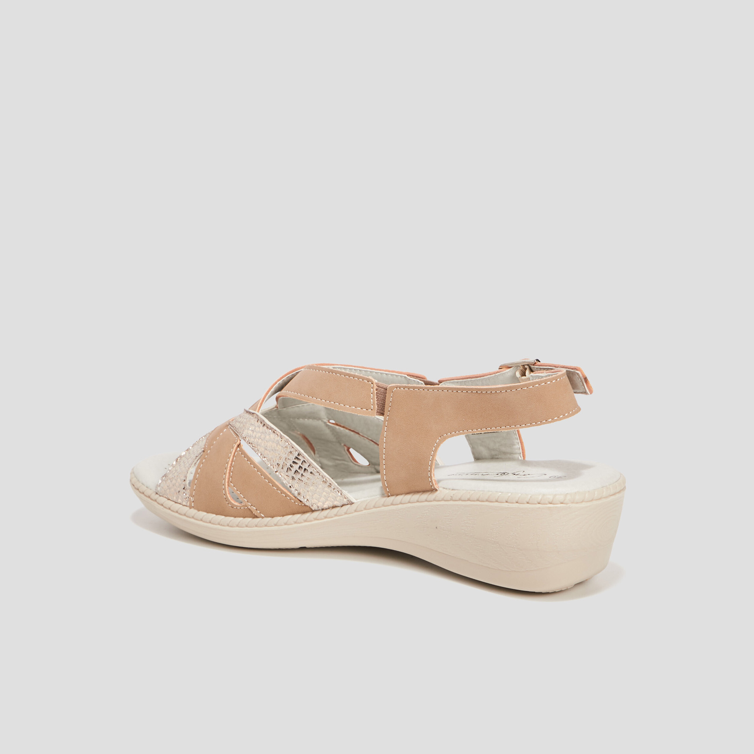Sandales à talons compensés taupe femme | La Halle