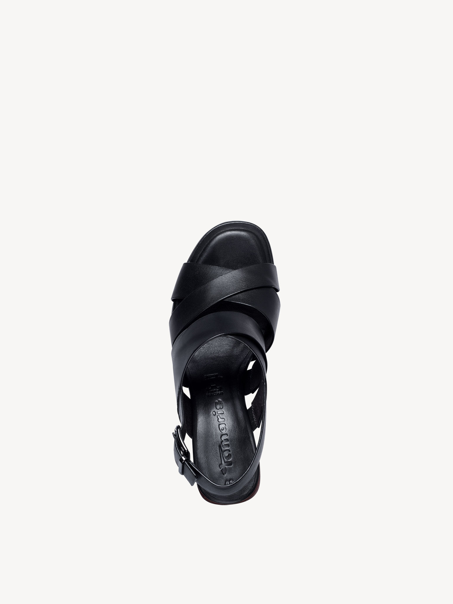 Sandale à talon en cuir - noir
