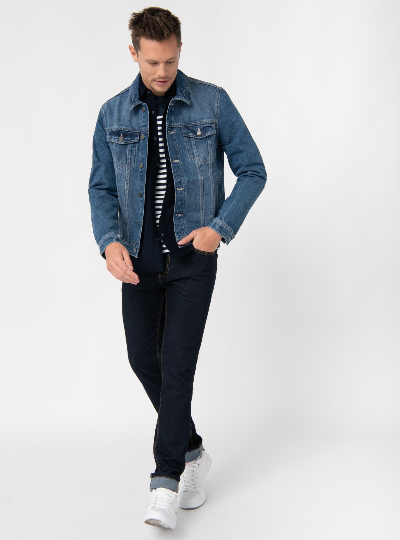 Veste en jean homme coupe droite stone | GEMO