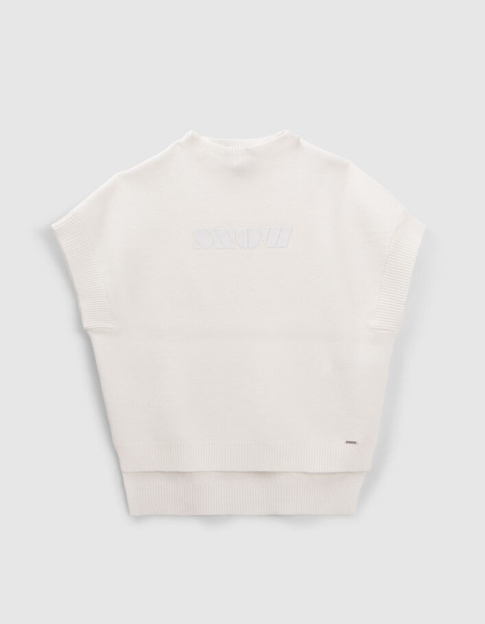 Pull écru asymétrique en tricot fille