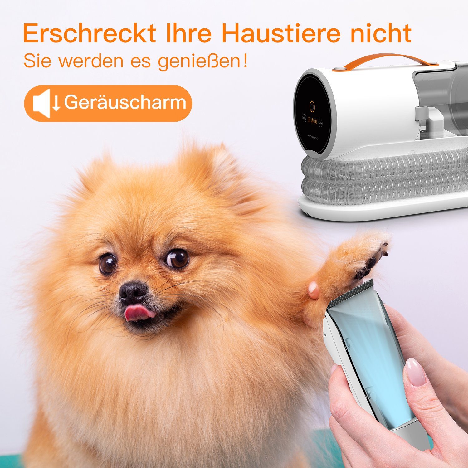 AIRROBO Hundeschermaschine Tierhaarentferner, für viele Haustiere geeignet, 5-in-1, Schlauch abnehmbar