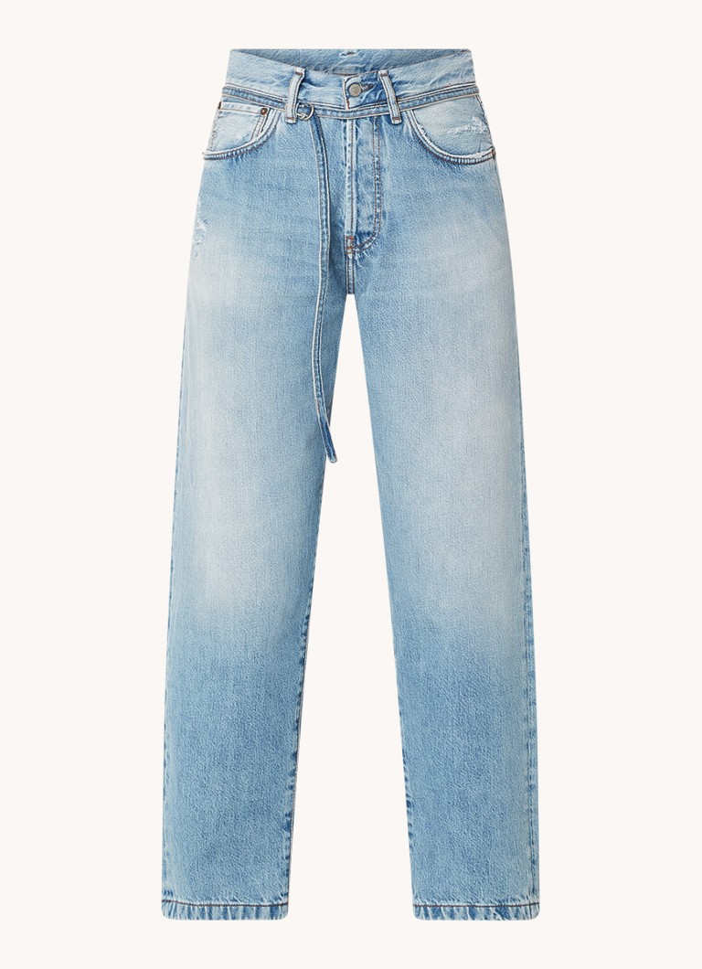 Τζιν Acne Studios με ψηλή μέση, φαρδιά εφαρμογή, ανοιχτόχρωμο τελείωμα και ζώνη