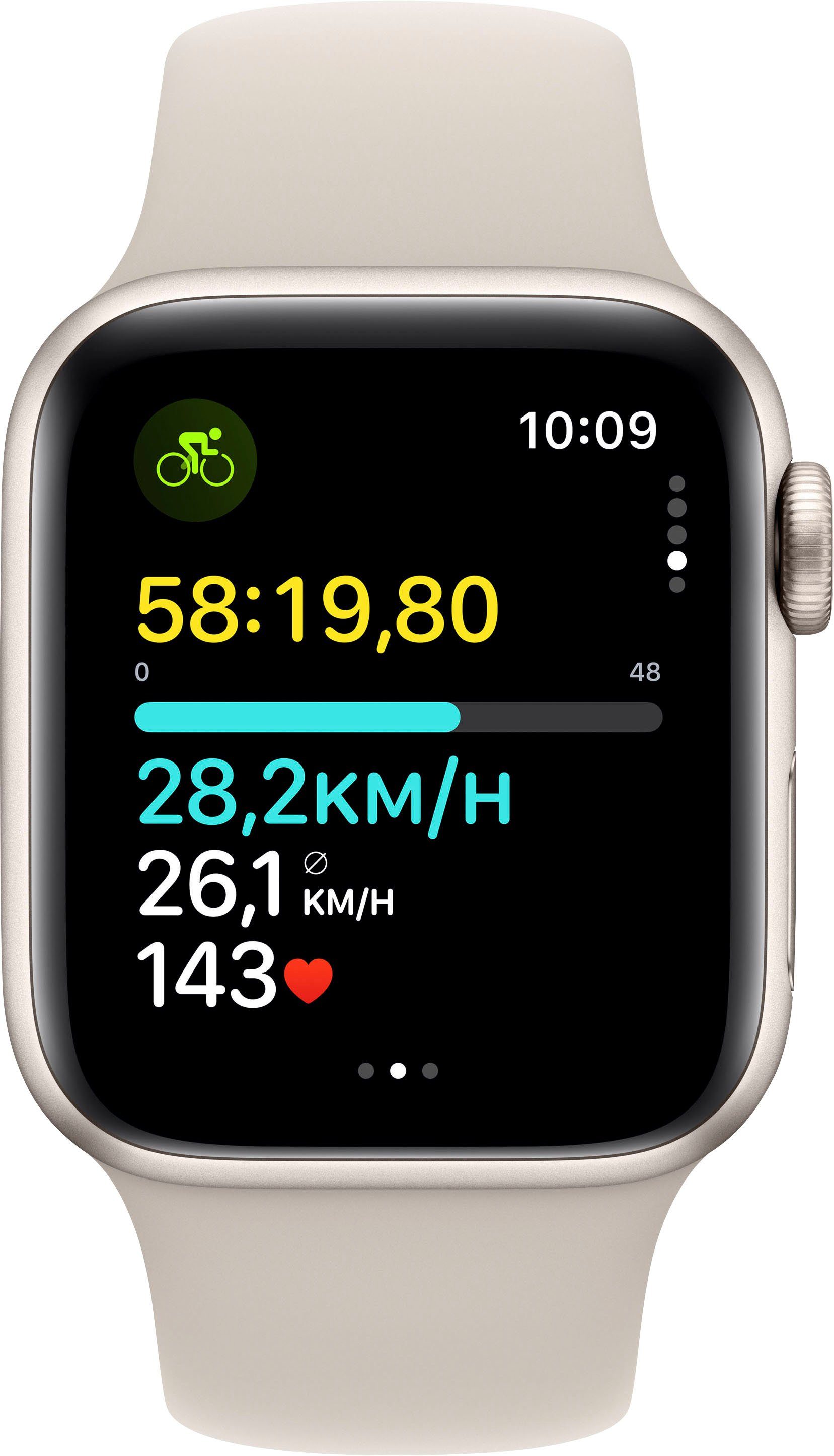 Apple Watch SE GPS 40 mm Aluminium + Cellular M/L Smartwatch (4 cm/1,57 Zoll, Watch OS 10), Sport Band
