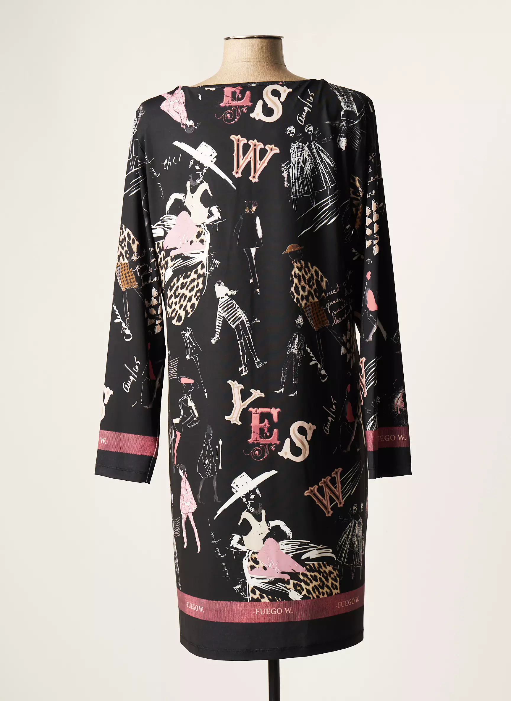 Fuego Woman Robes Mi Longues Femme couleur noir