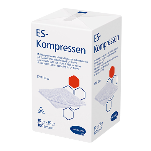 ES-KOMPRESSEN unsteril 10x10 cm 12fach  100 St  Kompressen