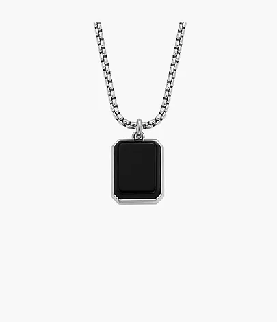Fossil Kette All Stacked Up Anhänger Achat schwarz